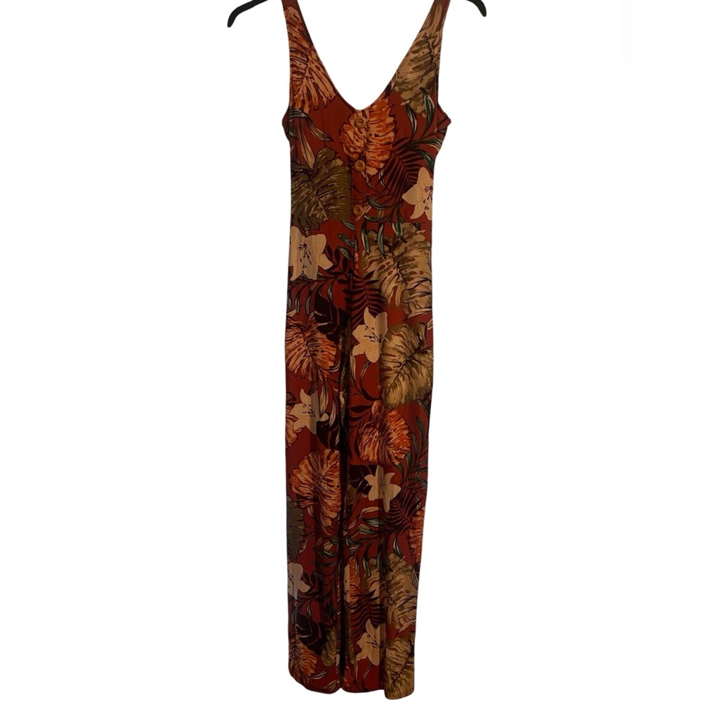 Derek Heart Rust Floral Sleeveless Jumpsuit